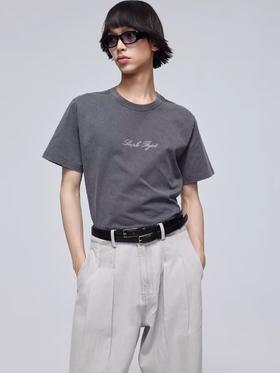 Simple Project/Y24112/Rhinestone T-shirt烟灰洗褪烫钻logoT恤
