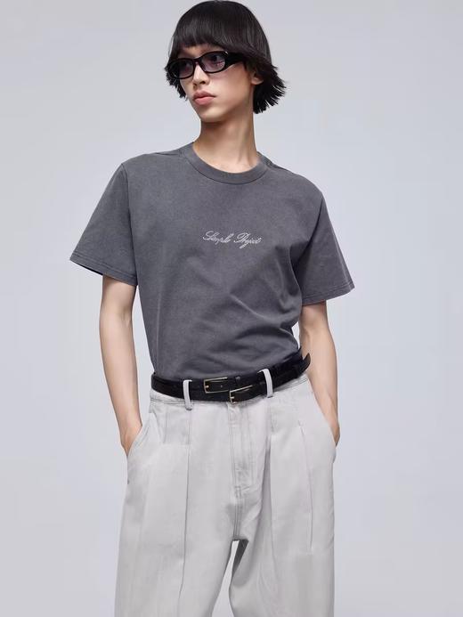 Simple Project/Y24112/Rhinestone T-shirt烟灰洗褪烫钻logoT恤 商品图0
