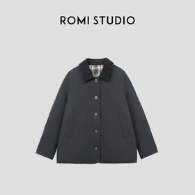 ROMI STUDIO“两面穿”90白鹅绒腔调穿搭拼反绒皮羽绒外套23AWW1047