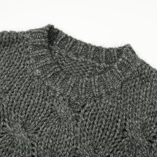 ROMI STUDIO“松弛随性”羊驼毛羊毛混纺圆领麻花针织毛衣23AWM1402 商品图1