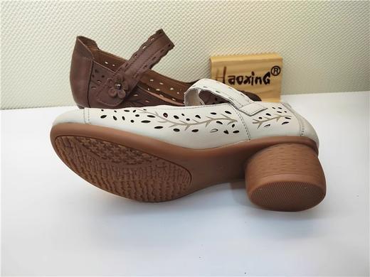 豪行夏季新款22246338真皮休闲低跟复古女鞋凉鞋皮鞋 商品图3