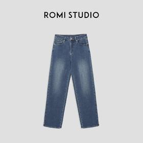 ROMI STUDIO”丹宁羽 绒裤“高腰复古土耳其弹力加绒牛仔裤23AWN770