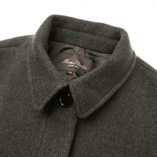 ROMI STUDIO100%羊毛斜纹暗扣宽松廓形腰带大衣外套23AWW1265 商品图1