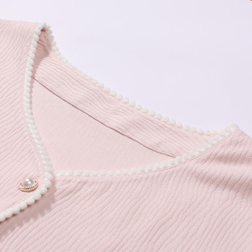 都市丽人睡衣好睡好眠长袖家居服针织提花薄女士棉质套装LHT1N6 商品图4