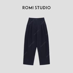 ROMI STUDIO“禅意静奢”100%棉高腰廓形简约亲肤百搭长裤23AWK1108
