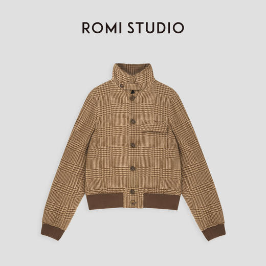 ROMI STUDIO“old money”精纺羊毛短款立领格纹夹克外套23AWW529 商品图0