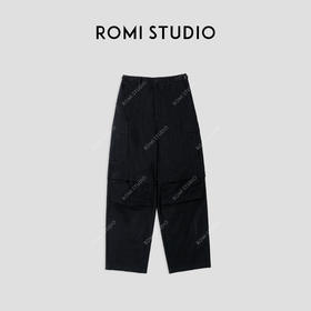 ROMI STUDIO“美式复古”100%斜纹棉暗格多口袋工装休闲裤24SSK877