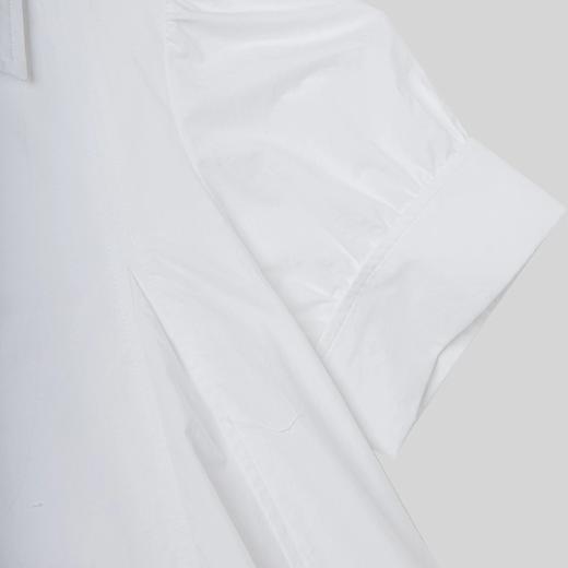 ROMI STUDIO法式翻领 轻奢通勤中袖宽松A字伞裙白色连衣裙D3071 商品图1