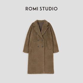 ROMI STUDIO羊驼绒＋羊毛腔调穿搭经典双排扣长款大衣外套23AWW416