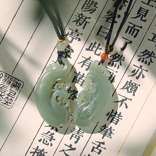 （一物一证）龙凤呈祥·同心龙凤玉佩，新疆青白玉同芯料，新中式古风设计，情深又风雅【5-7天发货】【G】 商品图2