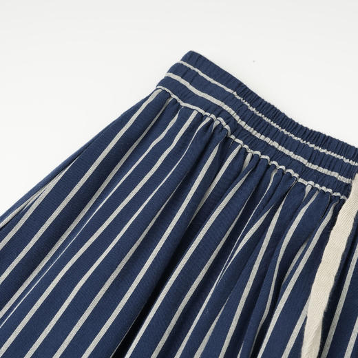 ROMI STUDIO“Classic Retro”100%棉撞色条纹拼接褶皱半裙24SSQ084 商品图2