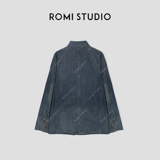 ROMI STUDIO“美式复古”牛仔棉酵石磨漂洗炒盐多口袋衬衣431W5002 商品图1