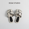 ROMI STUDIO简约休闲 百搭编织方头平底米拼黑色一字拖鞋  S3530 商品缩略图1