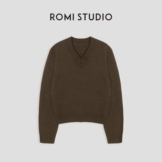 ROMI STUDIO“优雅过冬” 绵羊毛混纺腔调穿搭V领针织毛衣 23AWM318 商品图0