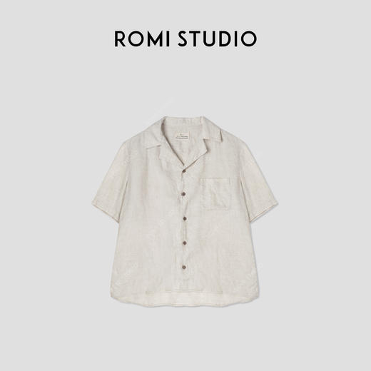 ROMI STUDIO“游弋自然”120G100%雨露麻砂洗洗水肌理衬衣24SST1056 商品图0