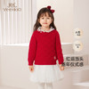 英氏儿童红色毛衣女童秋冬纯棉针织衫喜庆拜年服新年毛衣新款 商品缩略图0