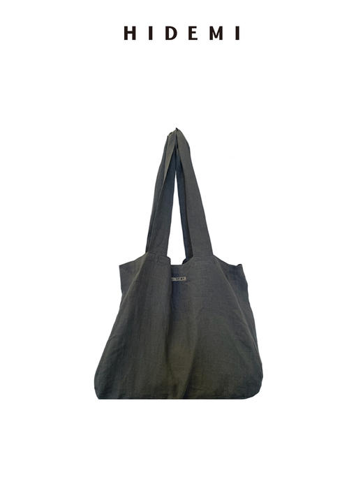 HIDEMI【当当同款】自然多重水洗纯亚麻超软慵懒随身帆布包大包tote托特包 雾霾蓝灰/马斯正红/酒红色/自然米 商品图6