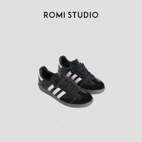 ROMI STUDIO“美式复古”牛反绒拼羊皮撞色耐磨平底德训鞋407L4032