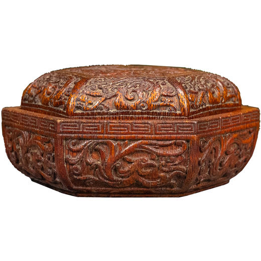 清 竹雕螭凤纹六角盖盒 商品图5