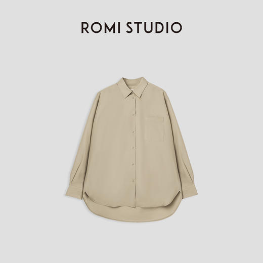 ROMI STUDIO“轻盈利落” 80支高密府绸棉亲肤柔软卡其色衬衣 T3949 商品图4