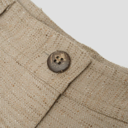 ROMI STUDIO“棕标系列”新疆棉+点子纱混纺压褶收脚长裤23AWK392 商品图1