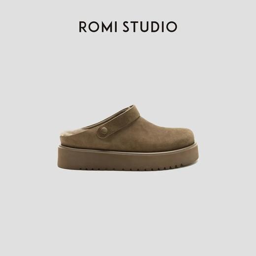 ROMI STUDIO “复古随性” 牛皮反绒勃肯包头一脚蹬毛毛鞋 23AWS070 商品图0