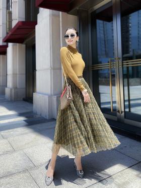 3B4382--棕绿色半裙