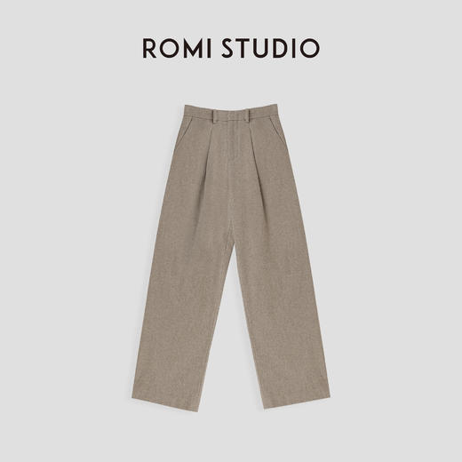 ROMI STUDIO“简约贵妇裤” 50%羊毛高腰倒褶直筒毛呢西裤 23AWK136 商品图0