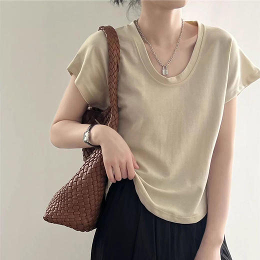 裁缝学苑AQ326 连肩U领短袖T恤低圆领小飞袖t恤衫上衣纸样女装样板 商品图2