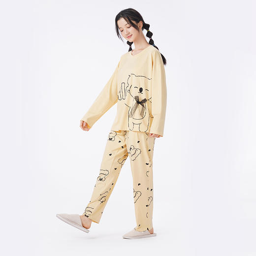 都市丽人睡衣生活家居长袖家居服26支CVC单面薄女士棉质套装LHT2K6 商品图2