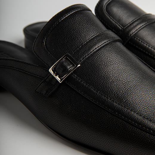 ROMI STUDIO【高定系列】复古法式 经典优雅方头黑色穆勒拖S3196 商品图4