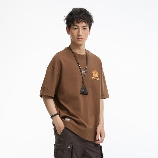 鬼洗24AW石器时代恩哈底纳3D印绣花休闲短袖T恤 A840008 商品图1