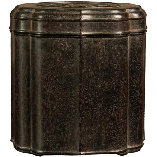 二十世纪  紫檀龙纹花口盖罐 商品图5