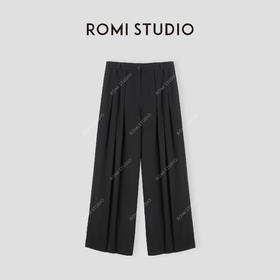 ROMI STUDIO“棕标甄选”220G天 丝棉斜纹洗水阔腿休闲裤24SSK156