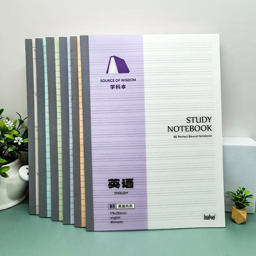 博酷原素系列PP无线装订本B5规格40页直线语文数学英语错题作文400格中小学生简约笔记本软封面文具 商品图1