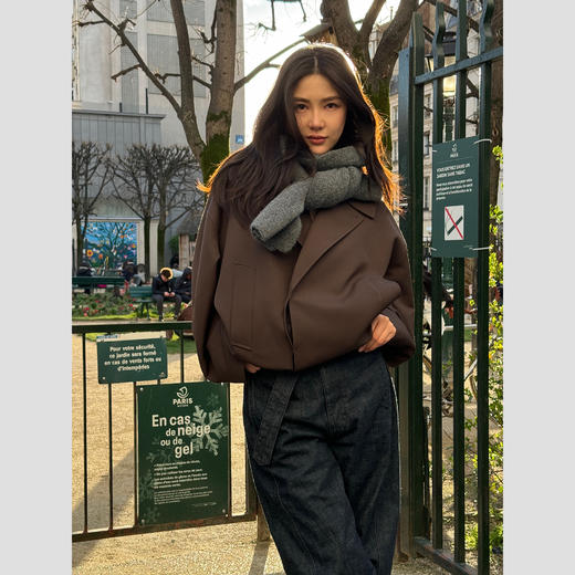 ROMI STUDIO“法式优雅”30羊毛混纺直筒束腰夹克外套23AWW1189 商品图1