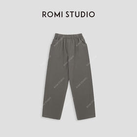 ROMI STUDIO”率性优雅“100%棉抽绳弹力腰直筒宽松休闲裤 24SSK122