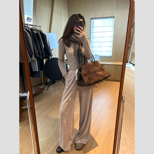 ROMI STUDIO“松弛高知”高腰宽松休闲直筒燕麦阔腿卫裤23AWK559 商品图4