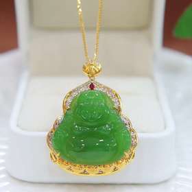 和田玉-碧玉苹果绿佛公