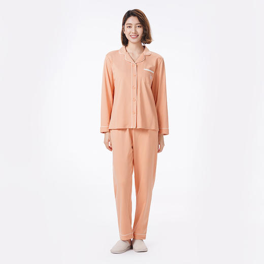 都市丽人睡衣亲情蜜语长袖家居服暖感无尘棉薄女士棉质套装LHT0B2 商品图1