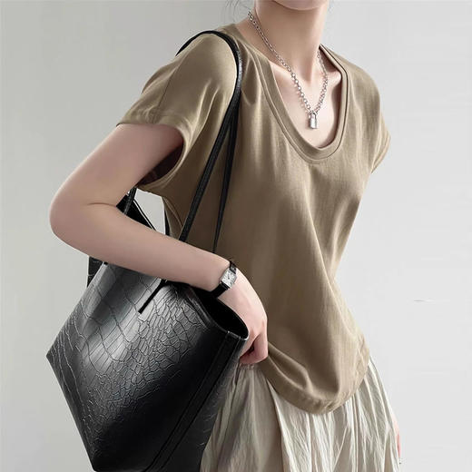 裁缝学苑AQ326 连肩U领短袖T恤低圆领小飞袖t恤衫上衣纸样女装样板 商品图5