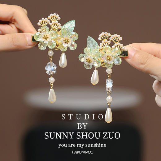 【爆火26款！】公主儿童古风发饰流苏国风复古宝宝发夹中国风汉服古装飘带对夹 商品图11