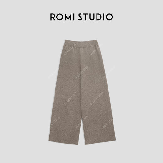 ROMI STUDIO“贵妇老钱”精纺羊绒羊毛燕麦色阔腿针织长裤23AWM1220 商品图0