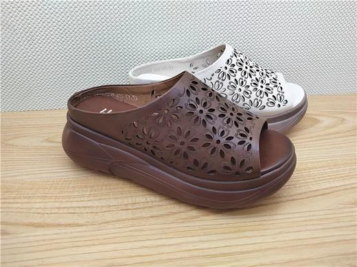 豪行夏季新款22292268真皮休闲中跟女鞋凉鞋拖鞋凉拖 商品图2