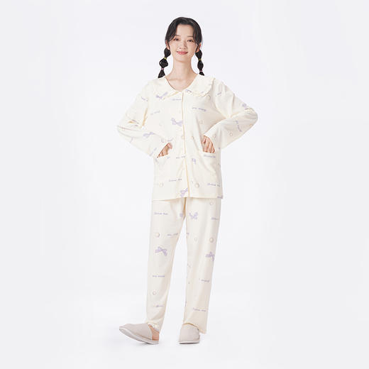 都市丽人睡衣超值精选长袖家居服仿棉牛奶丝薄女士牛奶丝套装LHT1K1 商品图1