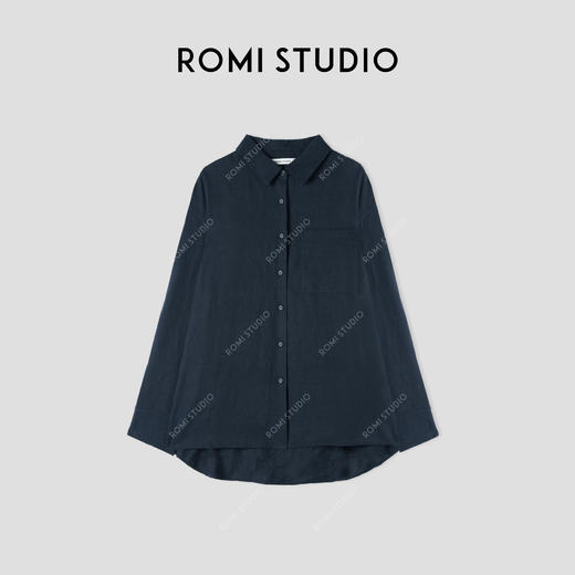 ROMI STUDIO “去繁就简” 莱赛尔亚麻混纺肌理感复古衬衣 431C3021 商品图0