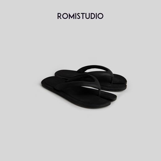 ROMI STUDIO"极简设计" 马蹄沙滩休闲人字凉拖夹趾黑色拖鞋 S3363 商品图4
