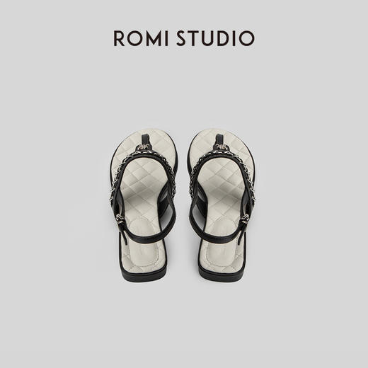 ROMI STUDIO"法式优雅"百搭休闲香风夹趾一字带平底凉鞋S8011 商品图2