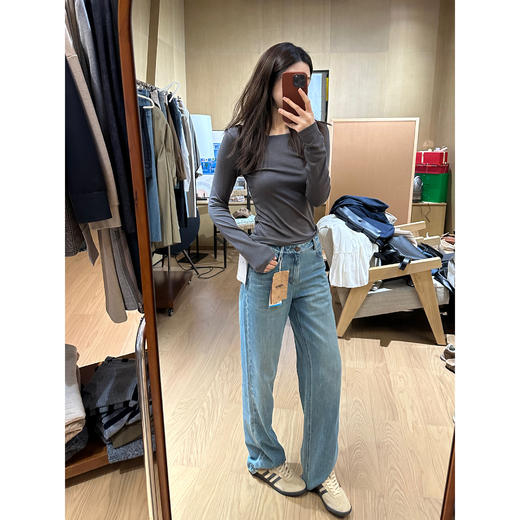 ROMI STUDIO”裸肤挚爱"醋酸混纺弹力U领长袖打底T恤24SST103 商品图0