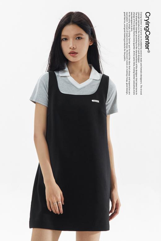 CryingCenter 黑色方领简约针织背心A字连衣裙短裙 哭喊中心 商品图1